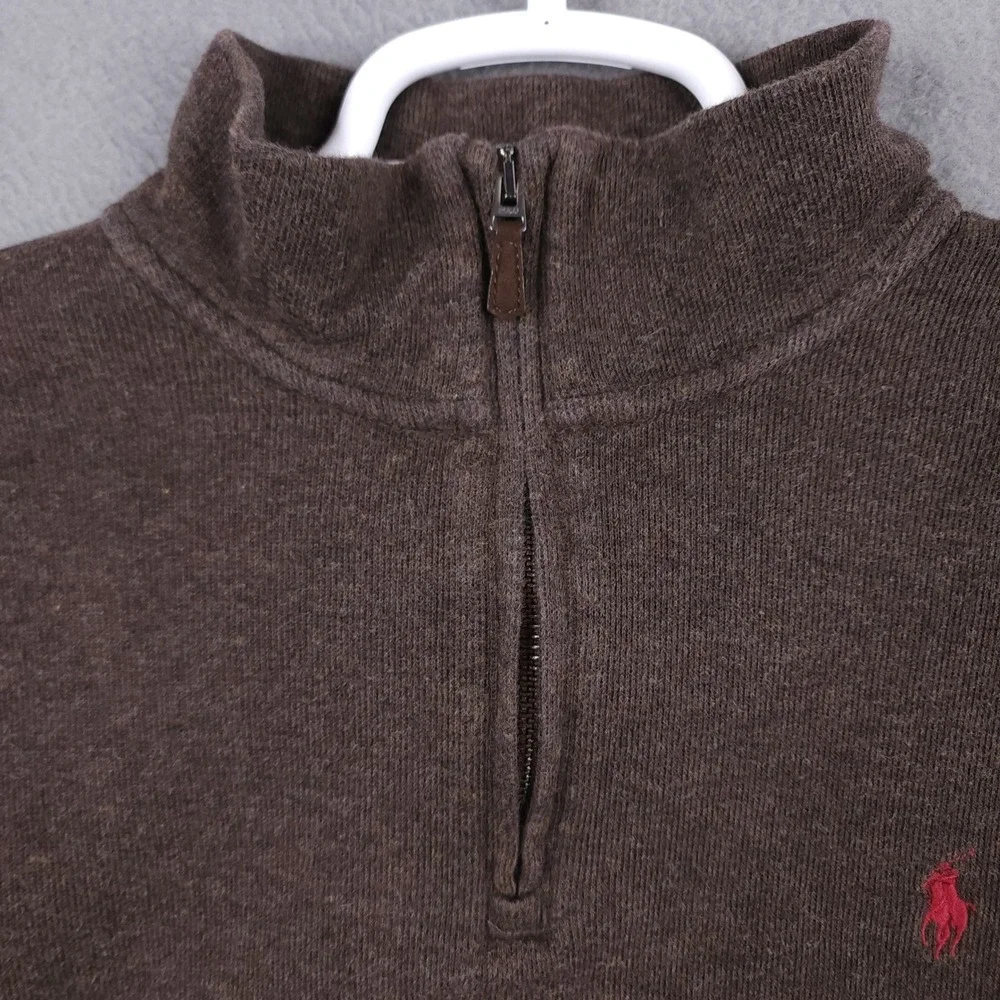 Polo Ralph Lauren Estate Rib Quarter Zip Pullover Sweater Brown Mens Medium